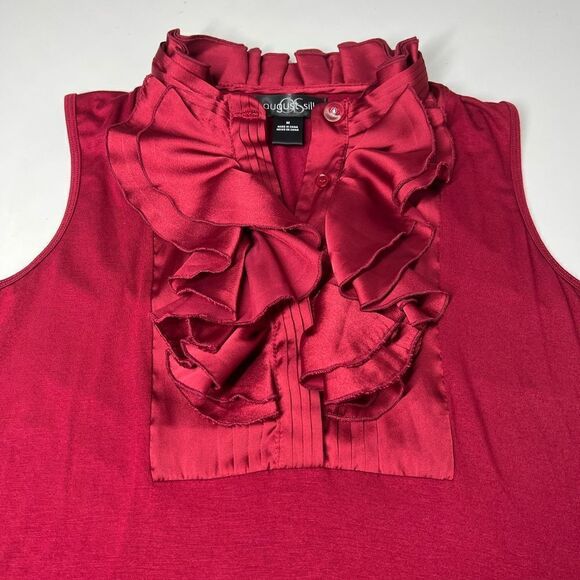 August Silk Top Ruby with Ruffles Size M - Picture 5 of 15